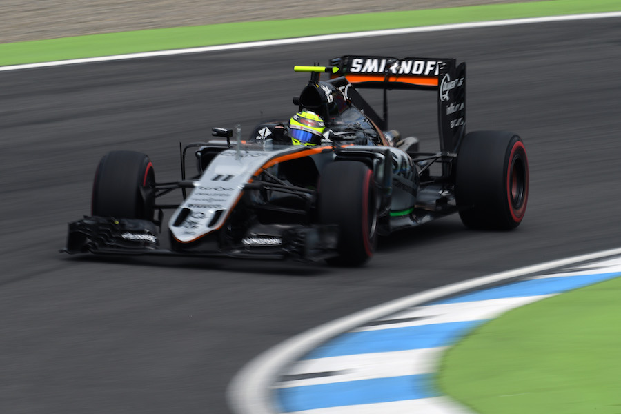 Sergio Perez approaches a corner