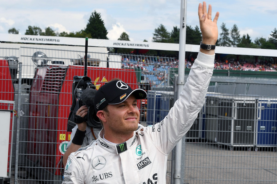 Nico Rosberg waves to the crowd