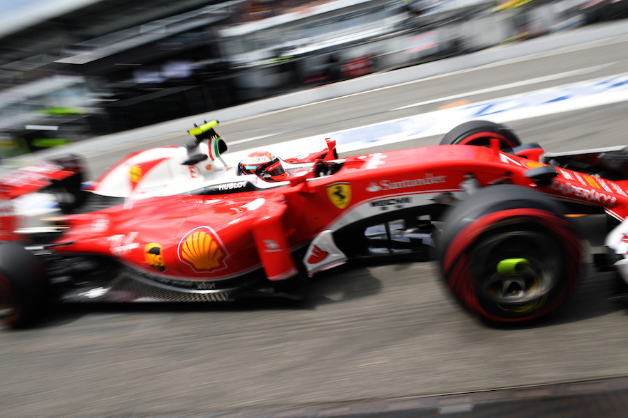 Kimi Raikkonen makes a pit stop