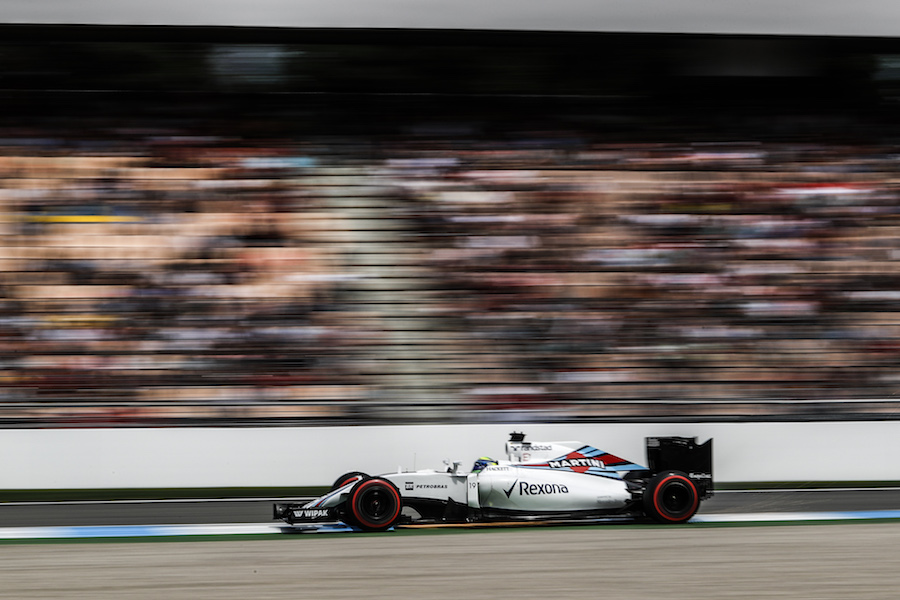 Felipe Massa at speed in the straight