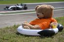 Teddy bear watches Nico Rosberg at Hungaroring