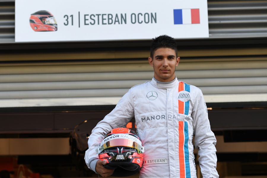 Esteban Ocon poses for his race driver debut