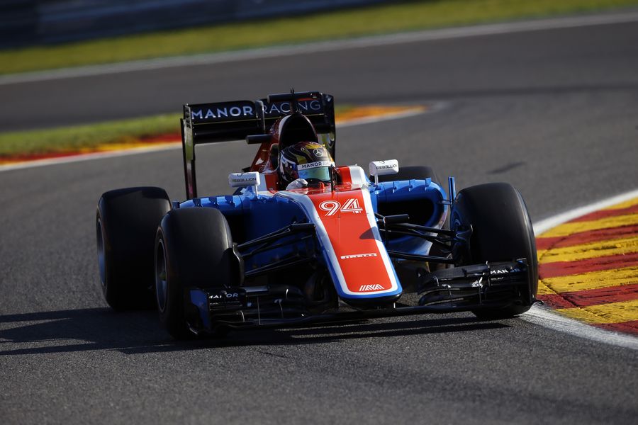 Pascal Wehrlein on track in the Manor with prototype tyres