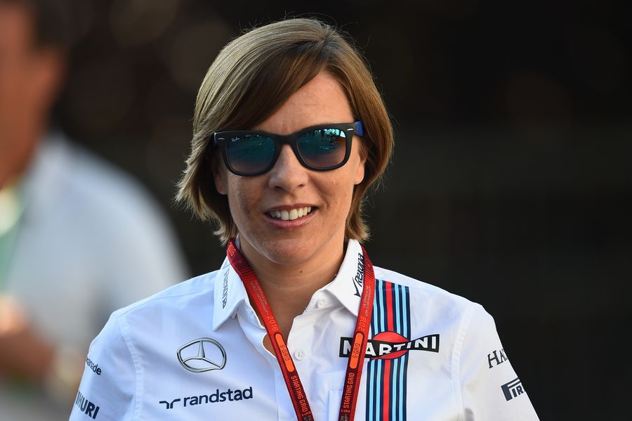 Claire Williams walks through the paddock
