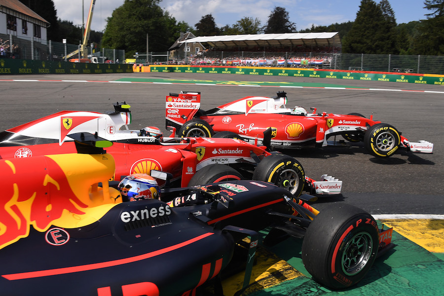 Max Verstappen, Kimi Raikkonen and Sebastian Vettel collide at the start of the race