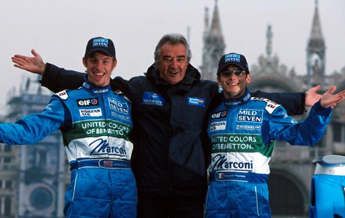 The new-look Benetton team for the 2001 season