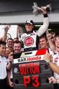 Jenson Button celebrates his first podium in Malaysia