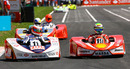 Rubens Barrichello and Felipe Massa vie for position in karts