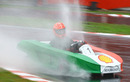 Michael Schumacher gets to grips with wet conditions at Massa's charity race