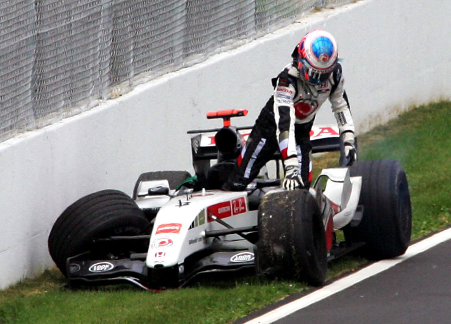 Jenson Button crashes out of the Canadian Grand Prix