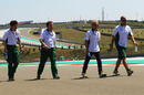 Heikki Kovalainen walks the track
