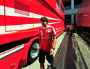 Fernando Alonso leaves the Ferrari garage 