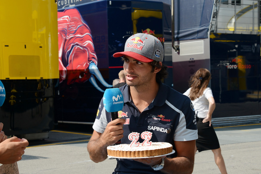Carlos Sainz celebrates his 22nd Birthday with a cake
