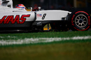 Romain Grosjean  on track in the Haas