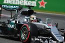 Lewis Hamilton rounds the apex in the Mercedes