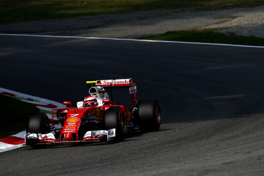 Kimi Raikkonen behind the wheel of the Ferrari in qualifying