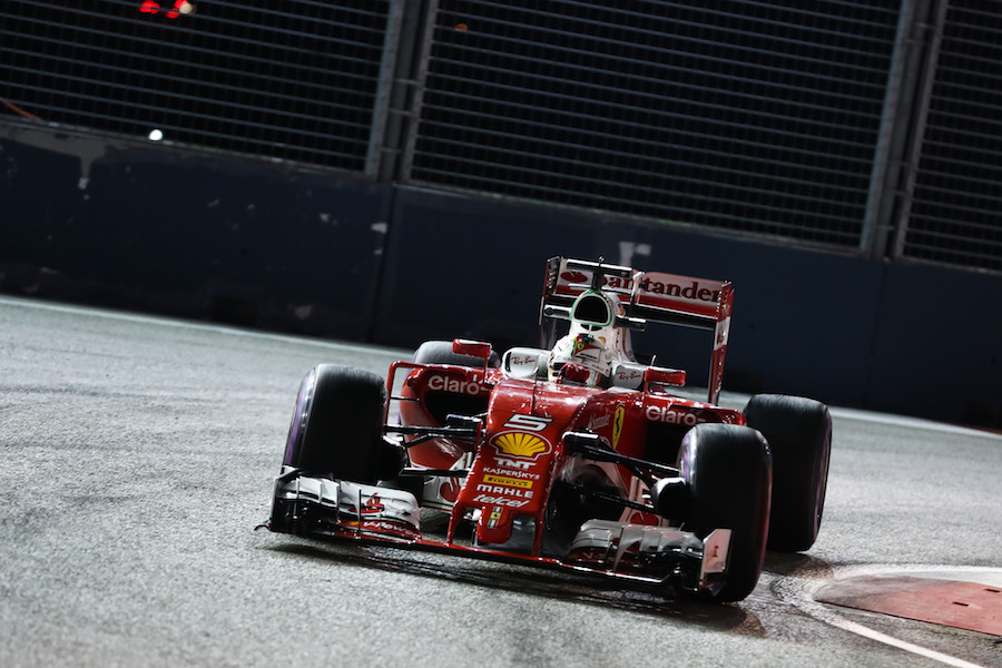 Sebastian Vettel turns into the corner