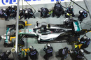 Nico Rosberg makes a pitstop during the race