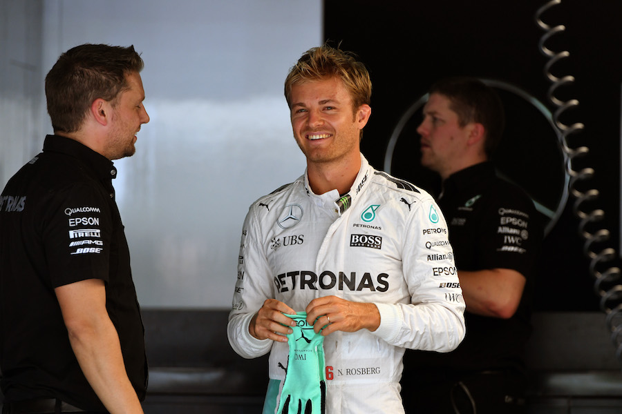 Nico Rosberg at the garage