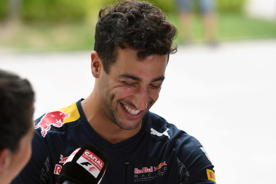 Daniel Ricciardo in relaxed mood during the interview