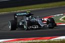 Nico Rosberg on track in the Mercedes with medium tyres