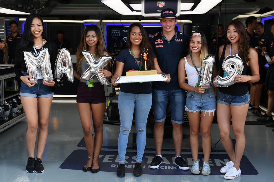 Max Verstappen celebrates his 19th Birthday with a Birthday cake
