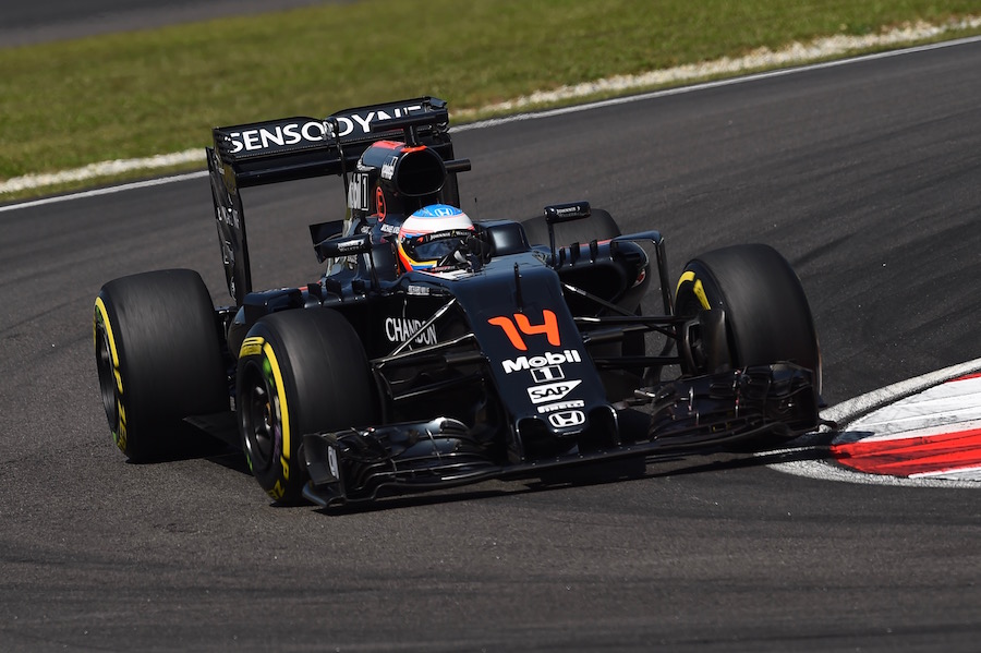 Fernando Alonso approaches a corner