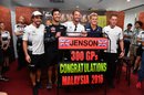 Jenson Button celebrates his 300th Grand Prix