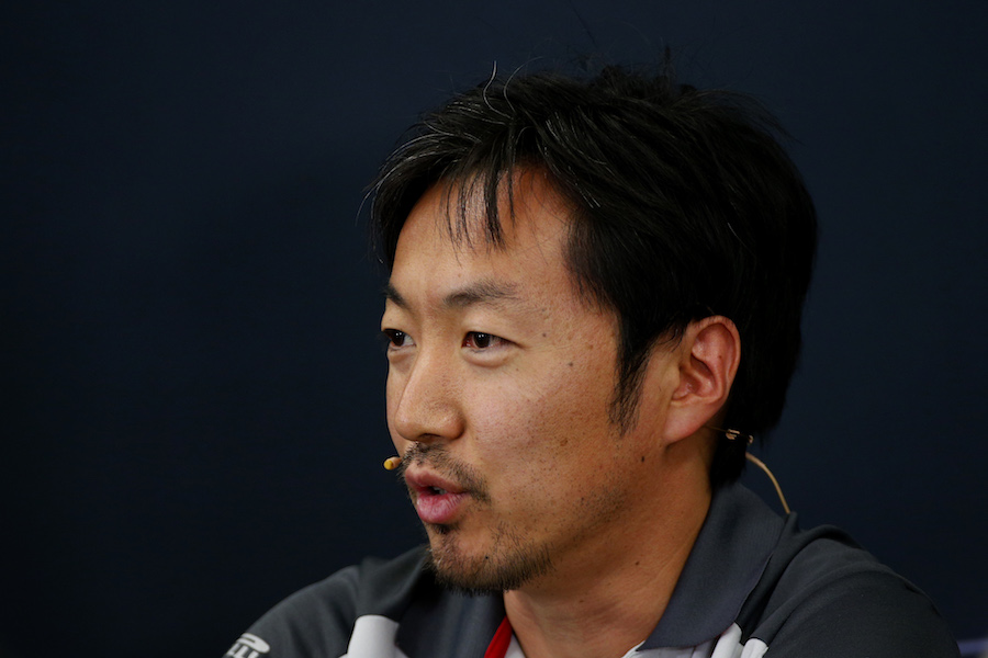 Ayao Komatsu, Haas F1 race engineer, looks on in the press conference