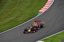 Sparks fly from Max Verstappen's Red Bull