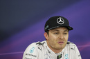 Nico Rosberg talks to the media at the press conference after qualifying