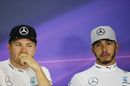 Nico Rosberg and Lewis Hamilton in the press conference after race