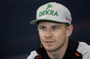Nico Hulkenberg looks on in the press conference