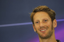 A smiling Romain Grosjean during the press conference