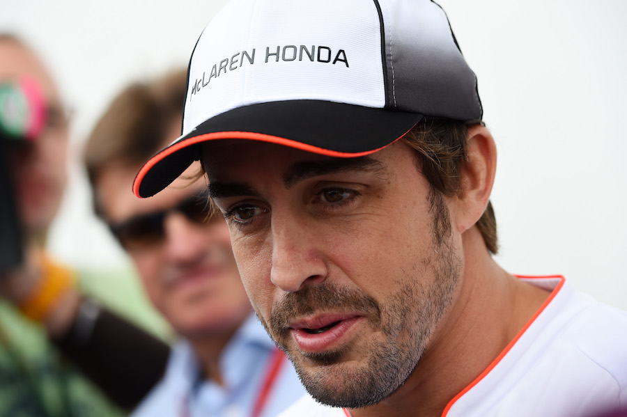 Fernando Alonso answers questions during the interview