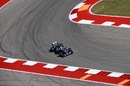 Lewis Hamilton guides the Mercedes through a corner