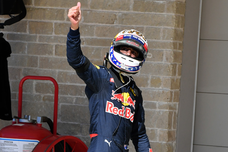 Daniel Ricciardo poses in parc ferme after qualifying third