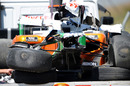 The remains of Adrian Sutil's Force India