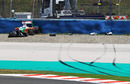 Adrian Sutil's Force India comes to a rest after his accident at turn eight