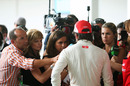 Fernando Alonso faces the media after a poor Q2