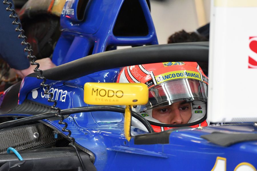 Felipe Nasr waits ahead of his first run
