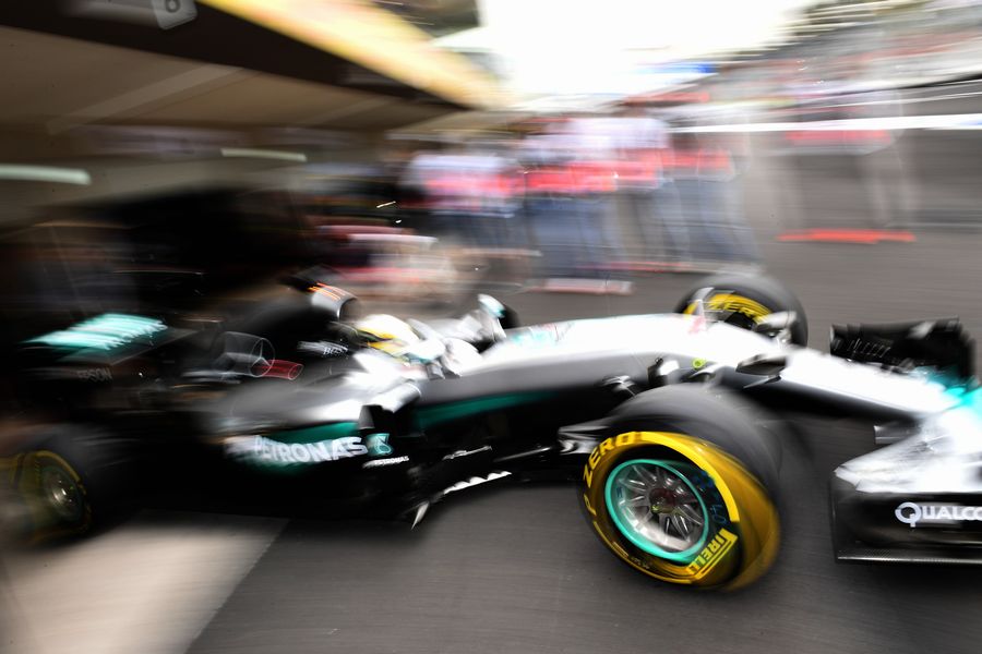 Nico Rosberg leaves the garage