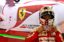 Sebastian Vettel in the Ferrari garag