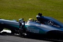 Lewis Hamilton at speed in Mercedes