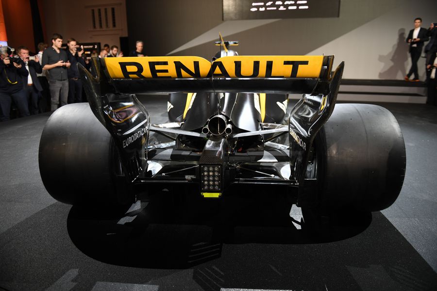 A rear view of the Renault Sport F1 Team R.S.17