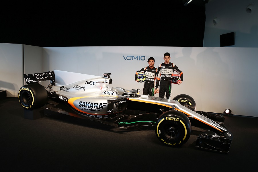 Force India VJM10 and the drivers