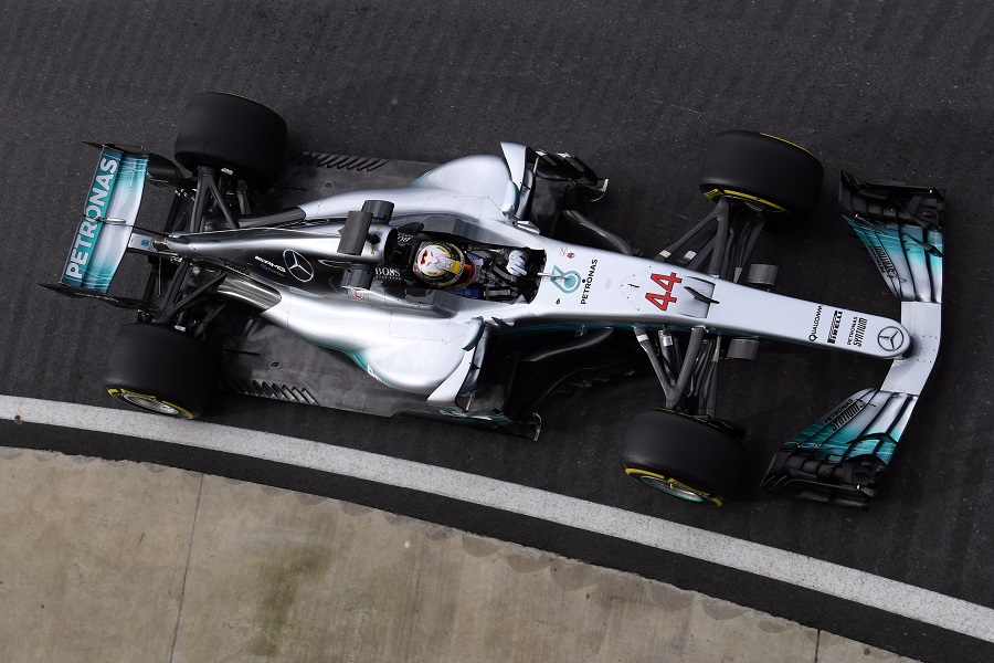 Lewis Hamilton in the Mercedes W08