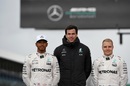 Lewis Hamilton, Christian Toto Wolff and Valtteri Bottas at the Launch