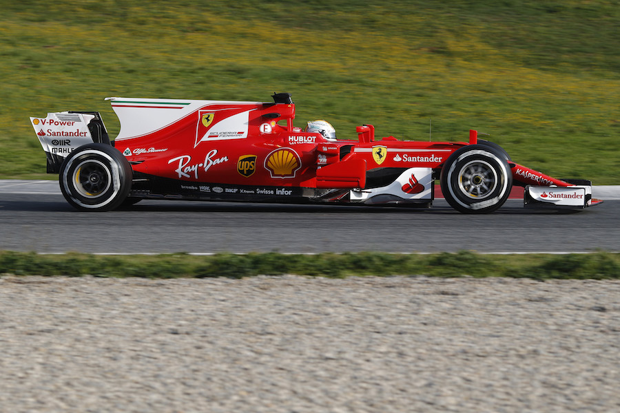 Sebastian Vettel focuses on his program in the Ferrari SF70-H