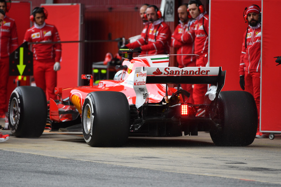 Sebastian Vettel makes a pit stop